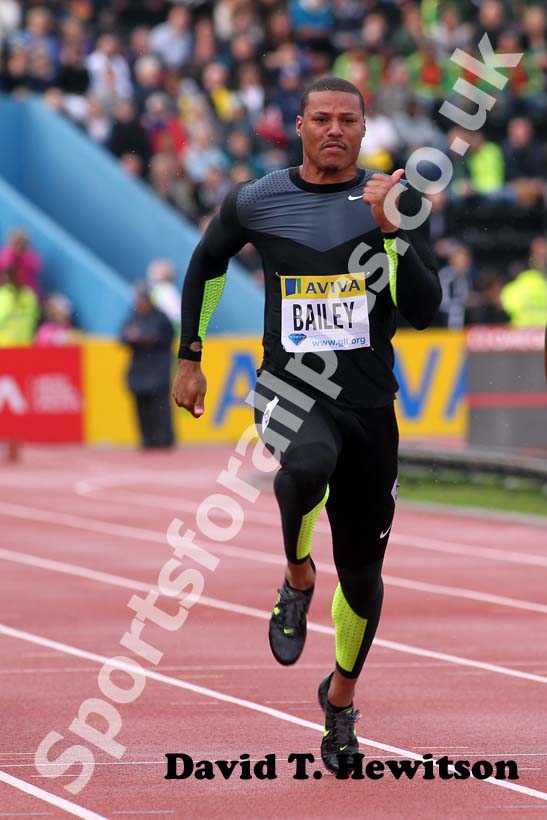 Ryan Bailey in the 100 metres heats, 2012 Samsung Diamond League, Crystal Palace, London.